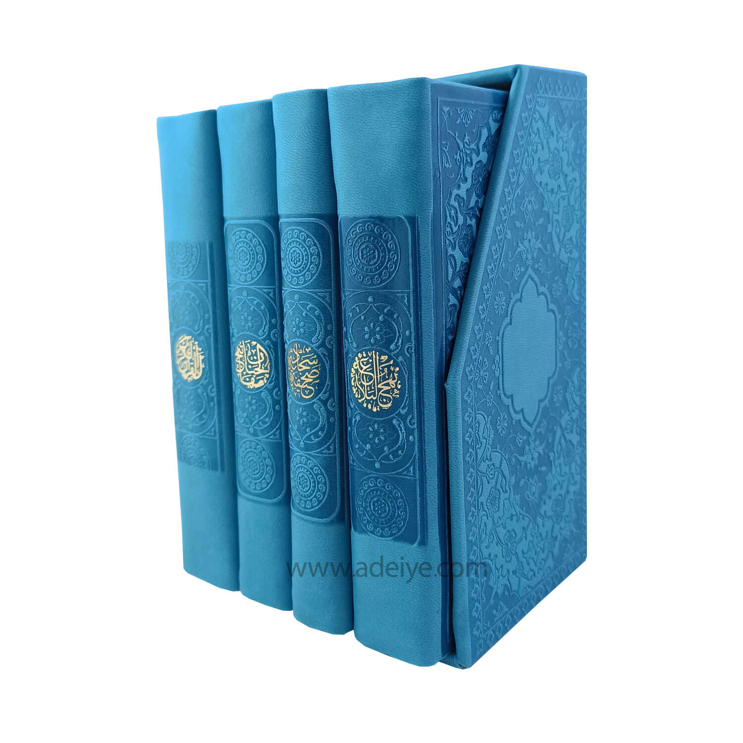 تصویر  مجموعه چهار جلدی پالتویی ترمو رنگی، شامل قرآن کریم، منتخب مفاتیح الجنان، صحیفه سجادیه و نهج البلاغه